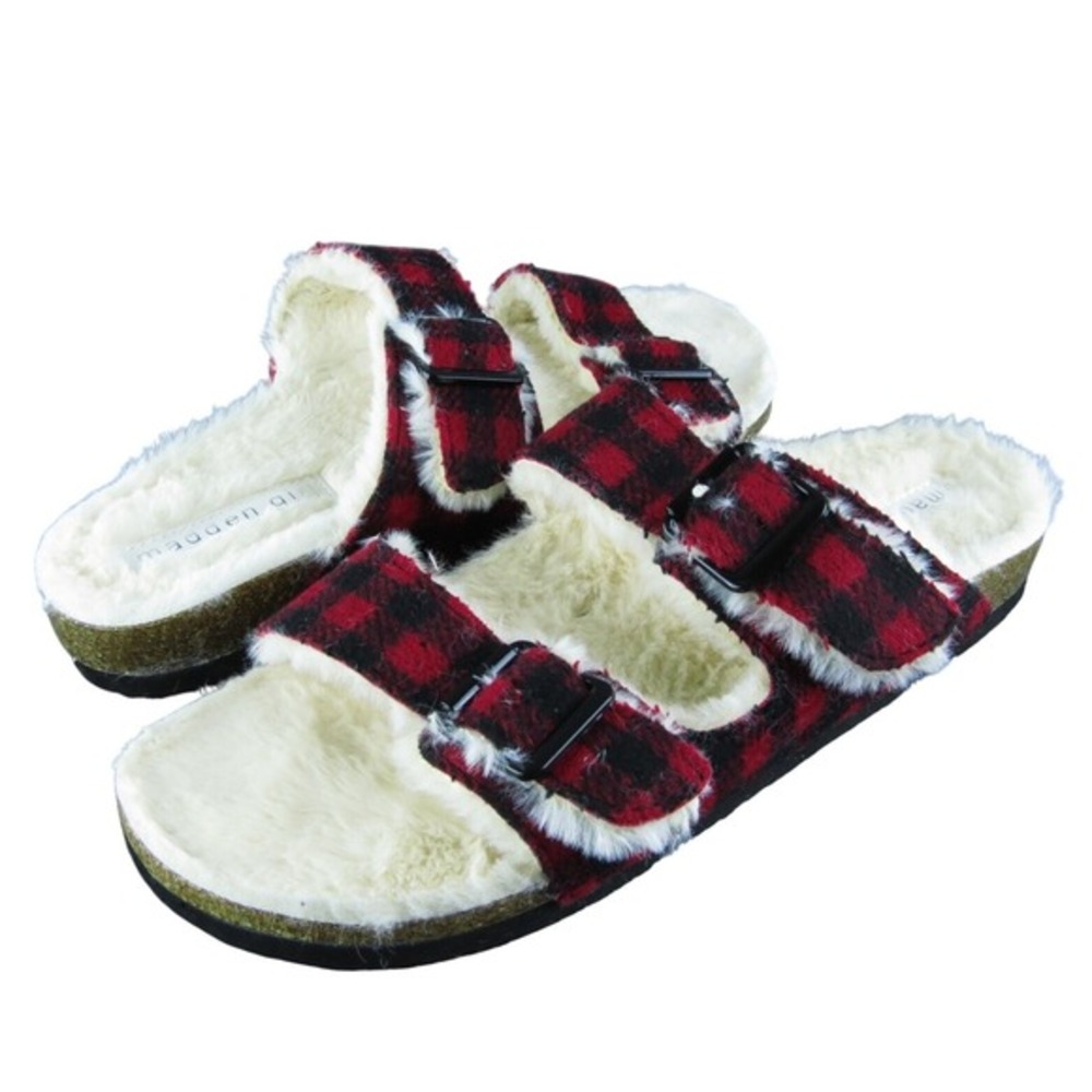 Madden Girl Butterfly Women Slide Shoes Size 8.5 Medium Red Textile Buckle
